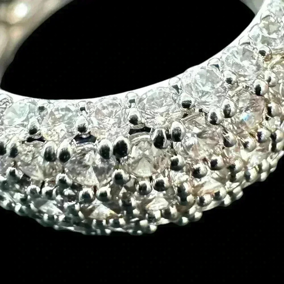 18k White Gold-Plated Brass CZ Eternity Band (7) - Picture 5 of 6